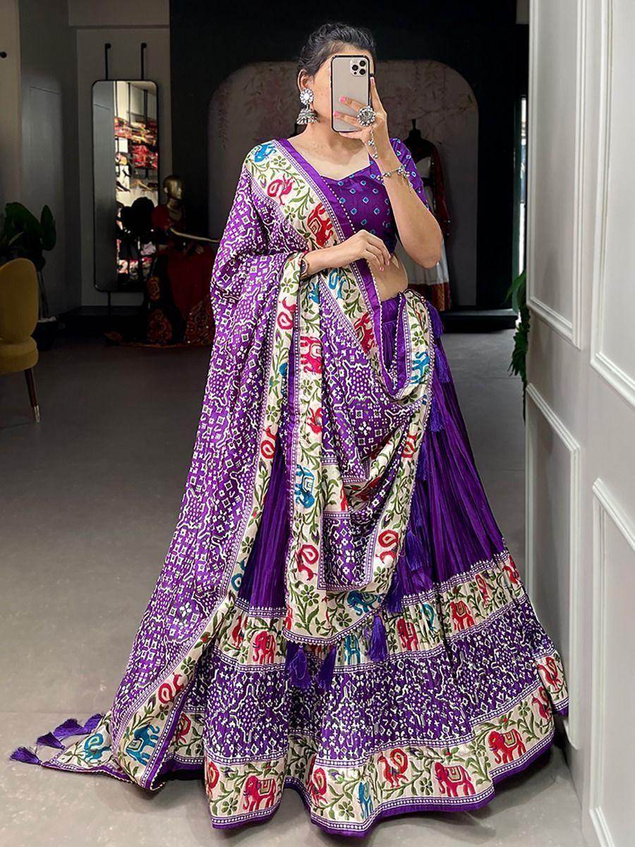 Alluring Purple Patola Print Dola Silk Traditional Lehenga Choli - Zeel Clothing