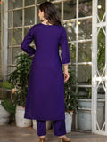 Alluring Purple Sequins Viscose Silk Straight Pant Suit With Dupatta - Zeel Clothing
