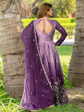 Alluring Purple Sequins Work Chinon Wedding Wear Gown With Dupatta - Zeel Clothing