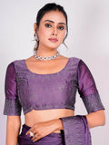 Alluring Purple Stone Work Rangoli Silk Party Wear Saree With Blouse - Zeel Clothing