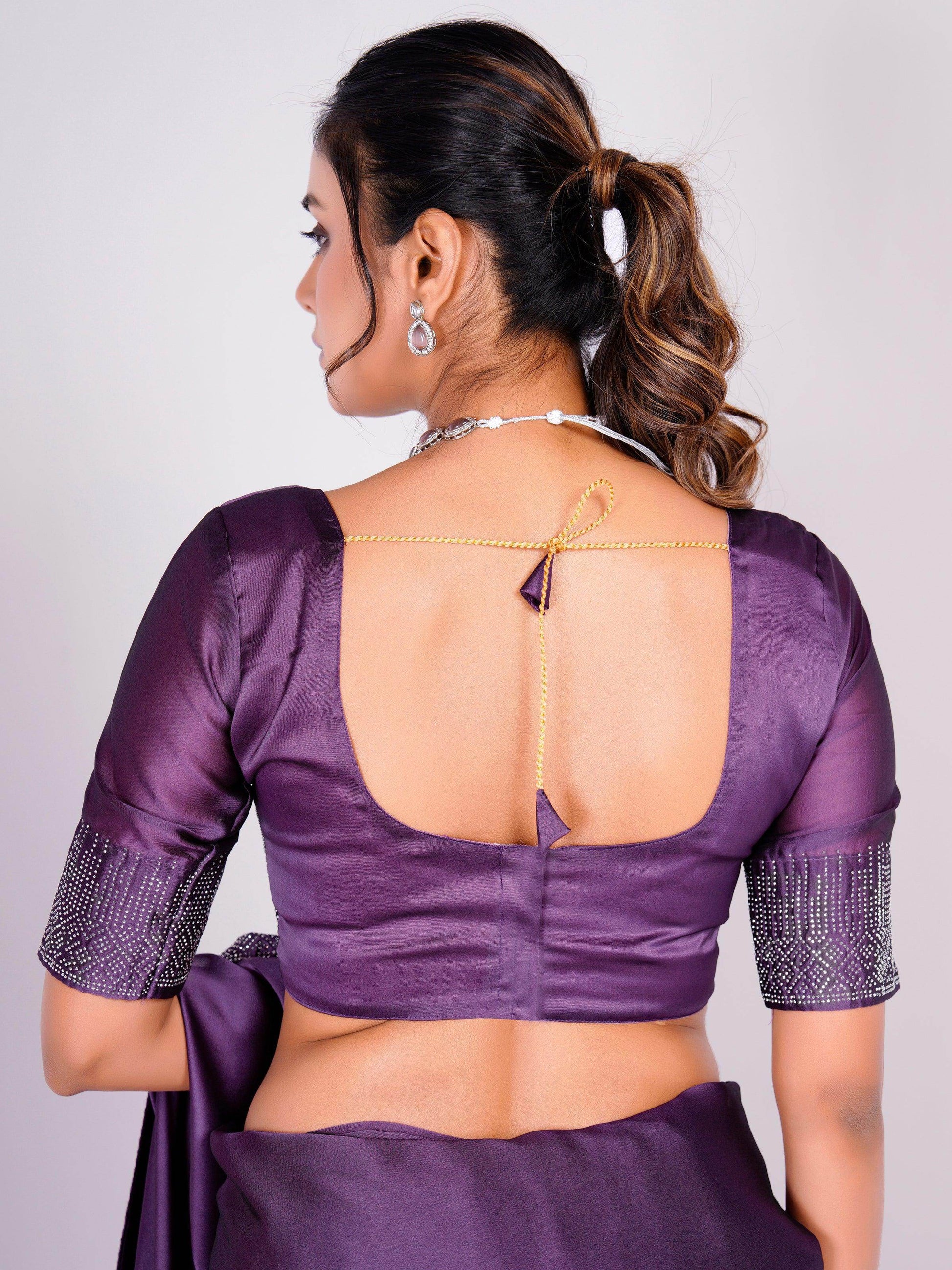 Alluring Purple Stone Work Rangoli Silk Party Wear Saree With Blouse - Zeel Clothing