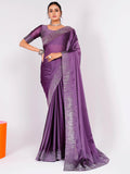 Alluring Purple Stone Work Rangoli Silk Party Wear Saree With Blouse - Zeel Clothing