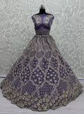 Alluring Purple Thread Embroidery Net Wedding Lehenga Choli - Zeel Clothing