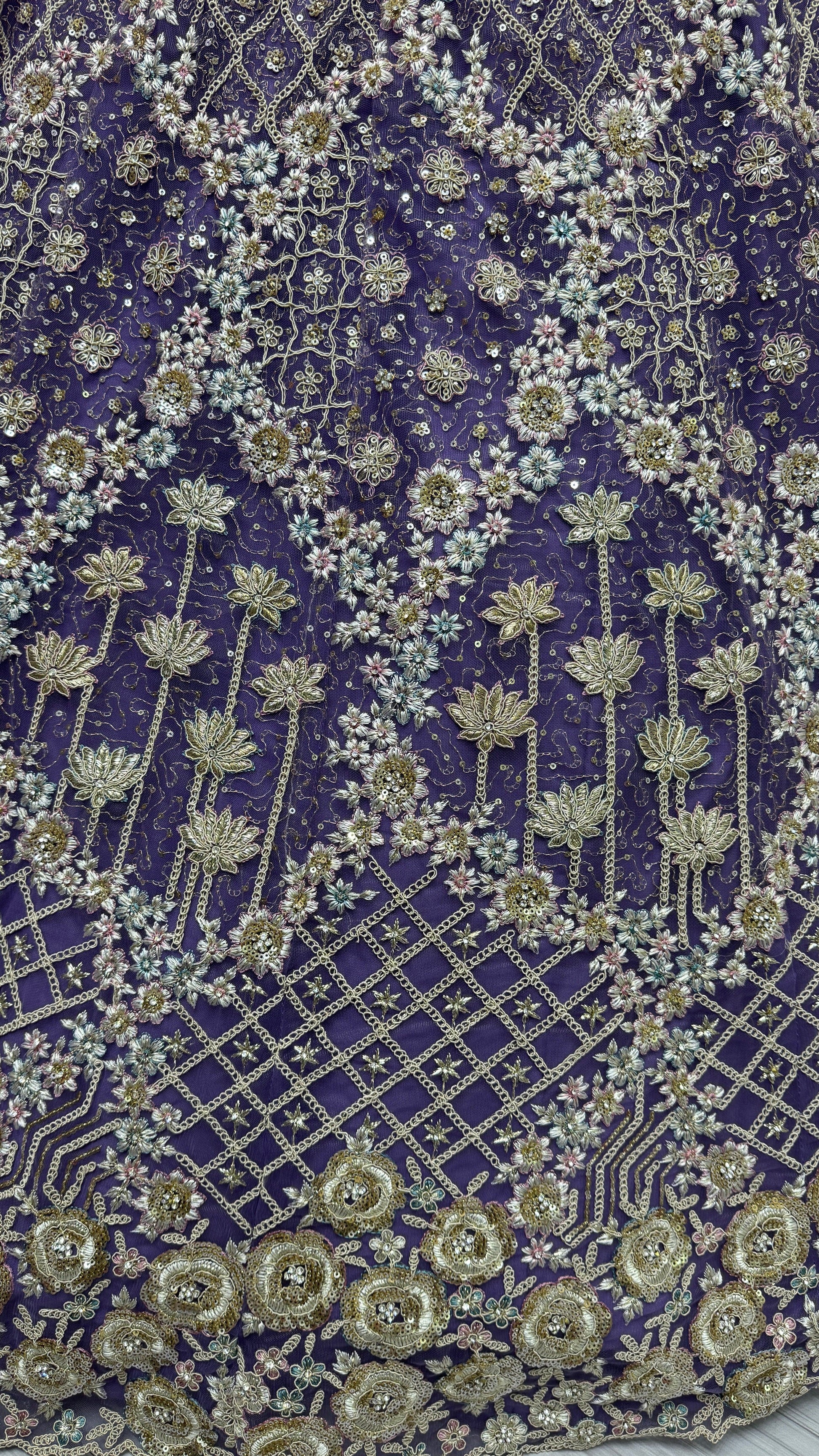 Alluring Purple Thread Embroidery Net Wedding Lehenga Choli - Zeel Clothing