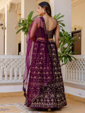 Alluring Purple Thread Work Georgette Wedding Lehenga Choli - Zeel Clothing