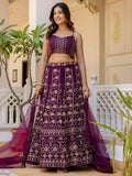 Alluring Purple Thread Work Georgette Wedding Lehenga Choli - Zeel Clothing