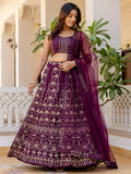 Alluring Purple Thread Work Georgette Wedding Lehenga Choli - Zeel Clothing
