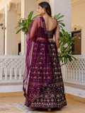 Alluring Purple Thread Work Georgette Wedding Lehenga Choli - Zeel Clothing