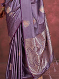 Alluring Purple Zari Weaving Silk Banarasi Saree With Blouse - Zeel Clothing