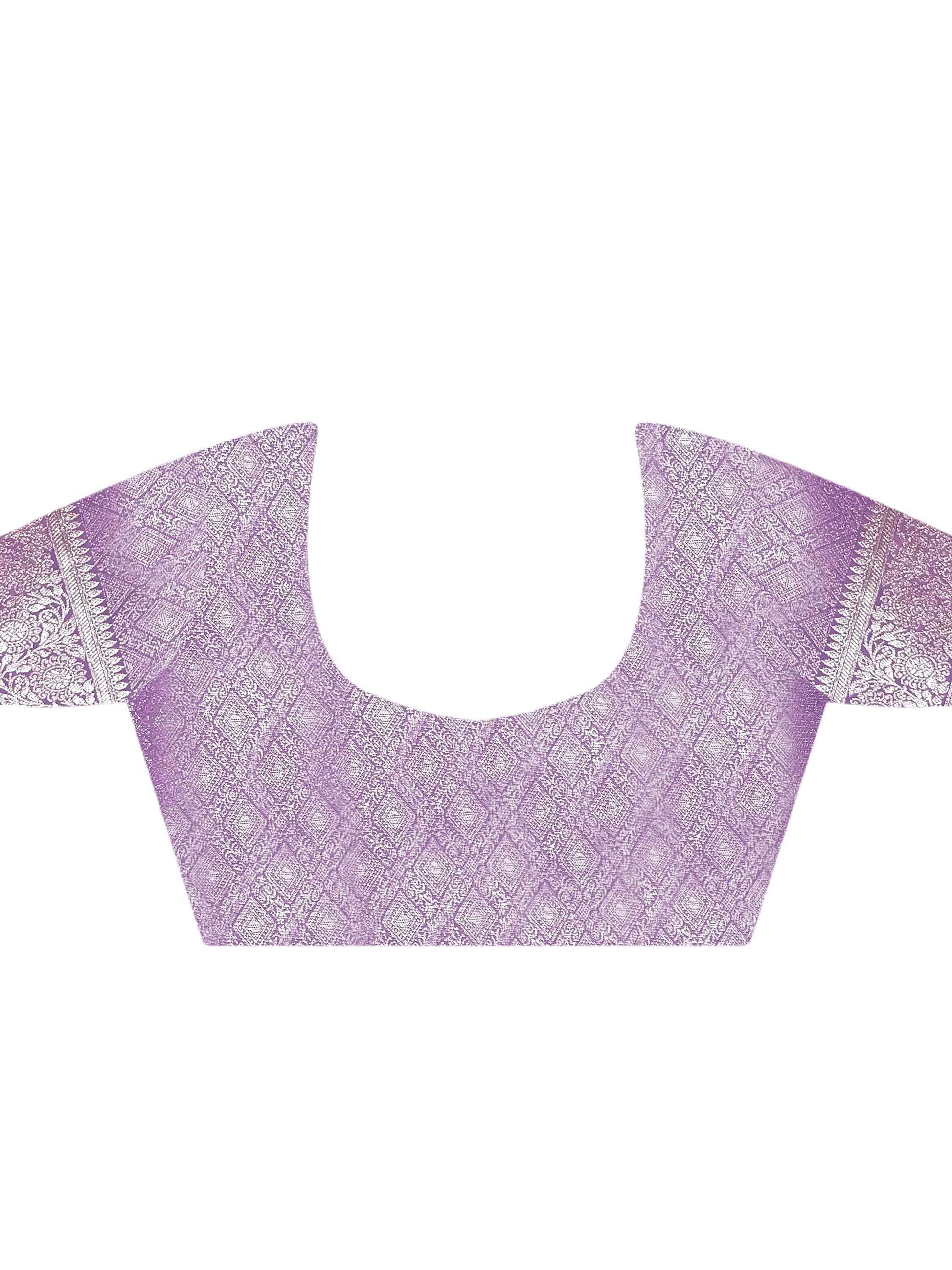 Alluring Purple Zari Weaving Silk Banarasi Saree With Blouse - Zeel Clothing