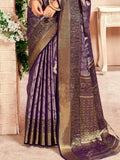 Alluring Purple Zari Weaving Silk Festival Wear Saree With Blouse - Zeel Clothing