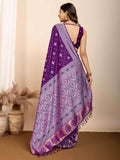 Alluring Purple Zari Weaving Silk Festival Wear Saree With Blouse - Zeel Clothing