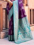Alluring Purple Zari Weaving Silk Festive Wear Saree With Blouse - Zeel Clothing