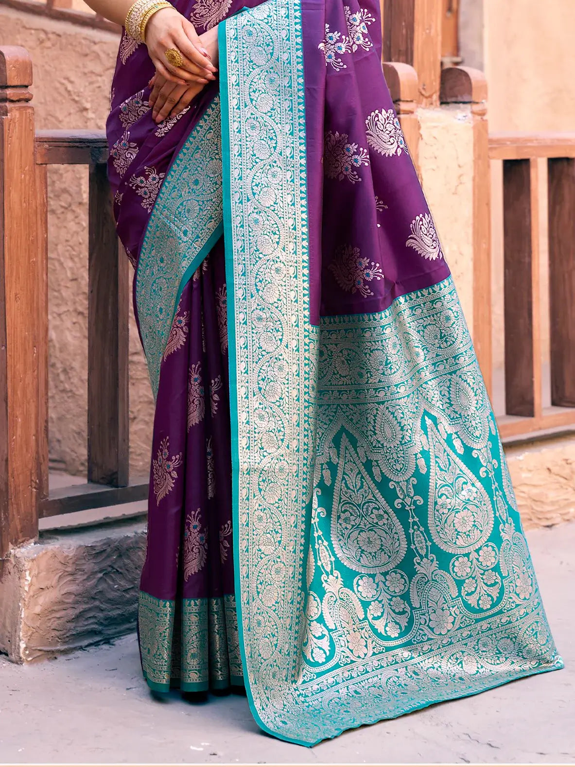 Alluring Purple Zari Weaving Silk Festive Wear Saree With Blouse - Zeel Clothing