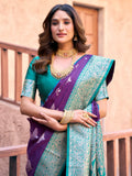 Alluring Purple Zari Weaving Silk Festive Wear Saree With Blouse - Zeel Clothing