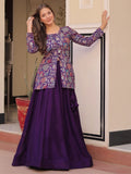 Alluring Purple Zari Weaving Vichitra Silk Festive Wear Lehenga With Jacket - Zeel Clothing