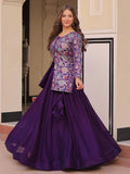 Alluring Purple Zari Weaving Vichitra Silk Festive Wear Lehenga With Jacket - Zeel Clothing