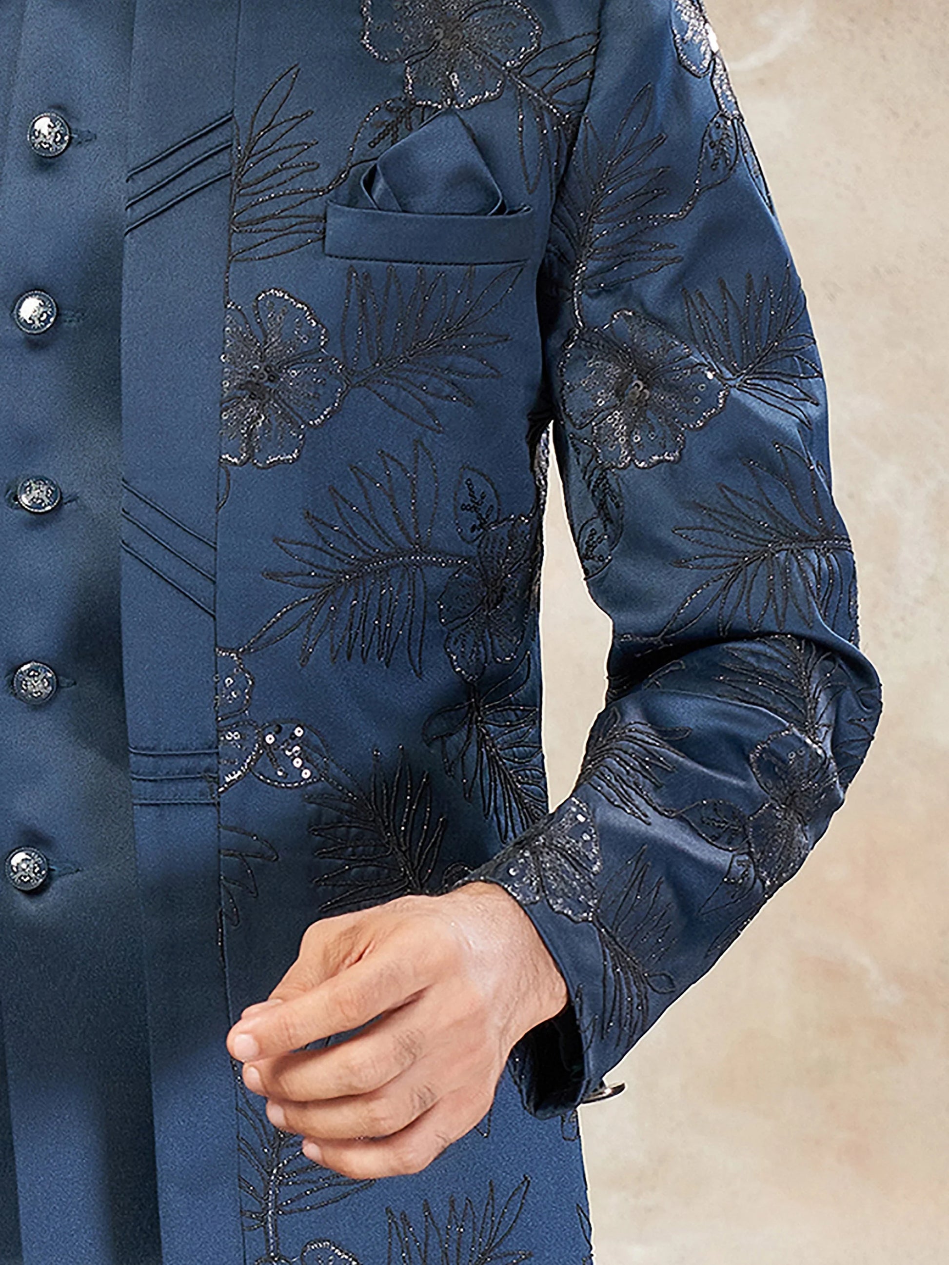 Alluring Rama Sequins Imported Party Wear Jothpuri Set For Men