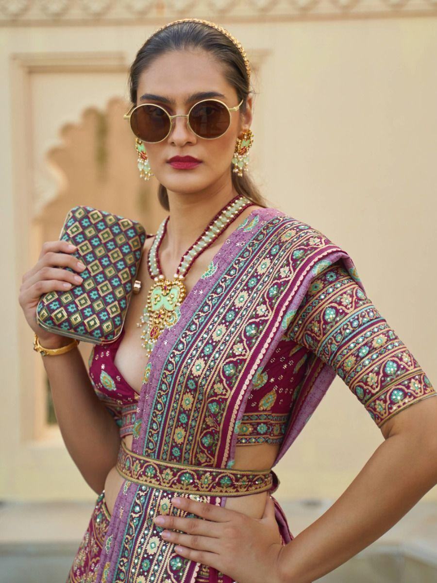 Alluring Rani Pink Mirror Work Rajwadi Silk Bridesmaid Lehenga Choli