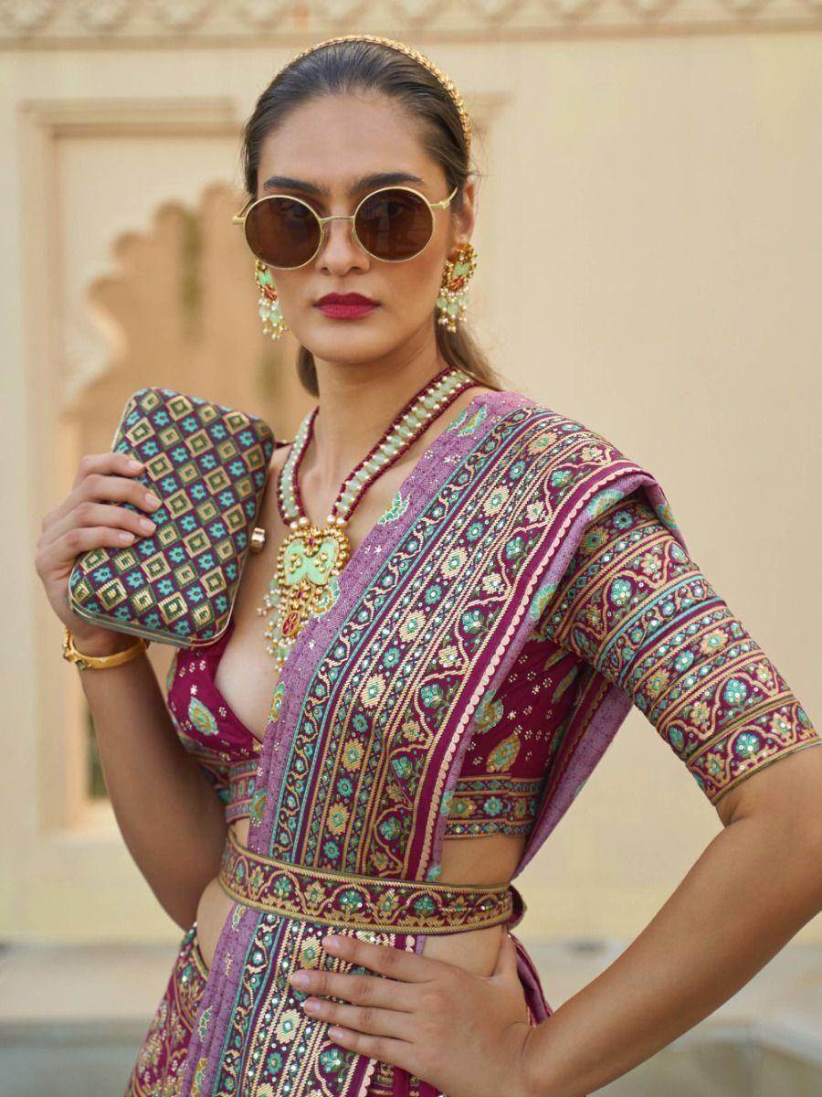 Alluring Rani Pink Mirror Work Rajwadi Silk Bridesmaid Lehenga Choli - Zeel Clothing