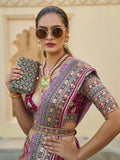 Alluring Rani Pink Mirror Work Rajwadi Silk Bridesmaid Lehenga Choli - Zeel Clothing