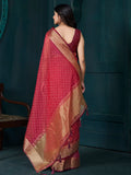 Alluring Red Bead Work Jacquard Festive Wear Saree With Blouse - Zeel Clothing