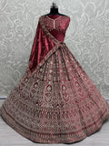 Alluring Red Dori Work Velvet Bridal Lehenga Choli With Double Dupatta - Zeel Clothing