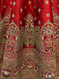 Alluring Red Sequins Work Silk Bridal Lehenga Choli With Double Dupatta - Zeel Clothing