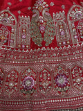 Alluring Red Sequins Work Silk Bridal Lehenga Choli With Double Dupatta - Zeel Clothing