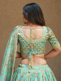 Alluring Sea Green Floral Printed Organza Lehenga Choli With Dupatta - Zeel Clothing