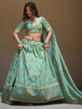 Alluring Sea Green Floral Printed Organza Lehenga Choli With Dupatta - Zeel Clothing