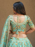 Alluring Sea Green Floral Printed Organza Lehenga Choli With Dupatta - Zeel Clothing