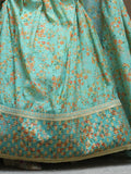 Alluring Sea Green Floral Printed Organza Lehenga Choli With Dupatta - Zeel Clothing