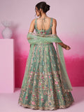 Alluring Sea Green Sequins Silk Bridesmaid Lehenga Choli With Dupatta - Zeel Clothing
