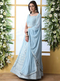 Alluring Sky Blue Thread Embroidered Georgette Lehenga Choli - Zeel Clothing
