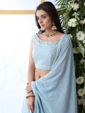 Alluring Sky Blue Thread Embroidered Georgette Lehenga Choli - Zeel Clothing