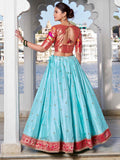 Alluring Sky Blue Zari Weaving Silk Paithani Lehenga Choli - Zeel Clothing