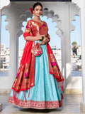 Alluring Sky Blue Zari Weaving Silk Paithani Lehenga Choli - Zeel Clothing