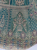 Alluring Teal Blue Zari Work Net Wedding Wear Lehenga Choli With Dupatta