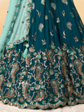 Alluring Teal Green Sequins Georgette Sangeet Wear Lehenga Choli