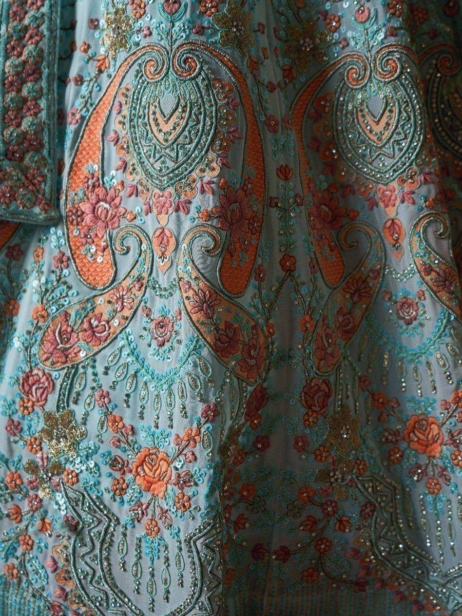 Alluring Turquoise Embroidered Georgette Wedding Lehenga Choli - Zeel Clothing
