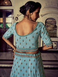 Alluring Turquoise Embroidered Georgette Wedding Lehenga Choli - Zeel Clothing