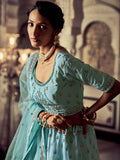 Alluring Turquoise Embroidered Georgette Wedding Lehenga Choli - Zeel Clothing
