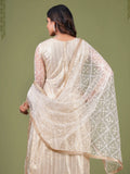 Alluring White And Cream Sequins Embroidered Net Salwar Suit - Zeel Clothing