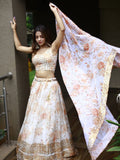 Alluring White Floral Printed Organza Lehenga Choli With Dupatta - Zeel Clothing