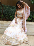 Alluring White Floral Printed Organza Lehenga Choli With Dupatta - Zeel Clothing