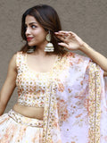 Alluring White Floral Printed Organza Lehenga Choli With Dupatta - Zeel Clothing