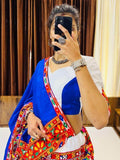 Alluring White Gamthi Work Cotton Navratri Lehenga Choli With Dupatta - Zeel Clothing