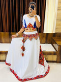 Alluring White Gamthi Work Cotton Navratri Lehenga Choli With Dupatta - Zeel Clothing