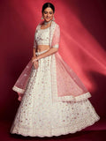Alluring White Georgette Zari Work Reception Wear Lehenga Choli - Zeel Clothing